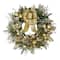 26" Battery-Operated Pre-Lit Decorated Artificial Wreath with Gold Bow
